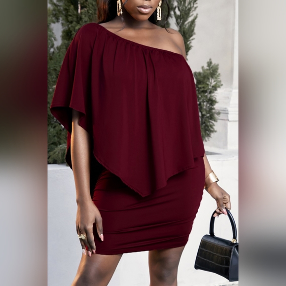 Plus Size One-Shoulder Half Sleeve Mini Dress Hit The Like ♡ Button For SALE!! - Picture 1 of 5